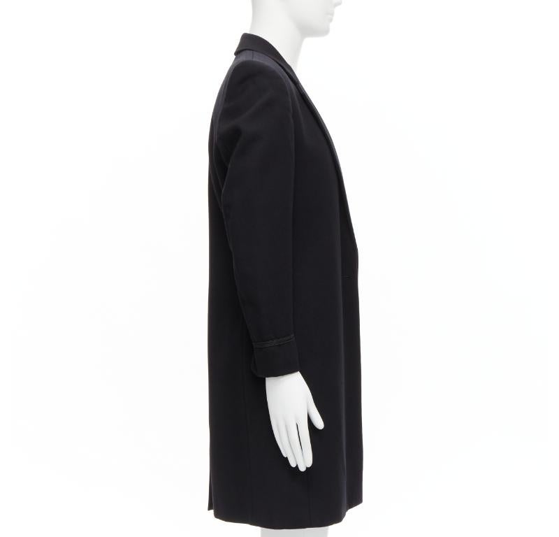Raf Simons 1999 Vintage Runway nero lana pettinata raso giacca cappotto EU48 M In condizioni ottime in vendita a Hong Kong, NT