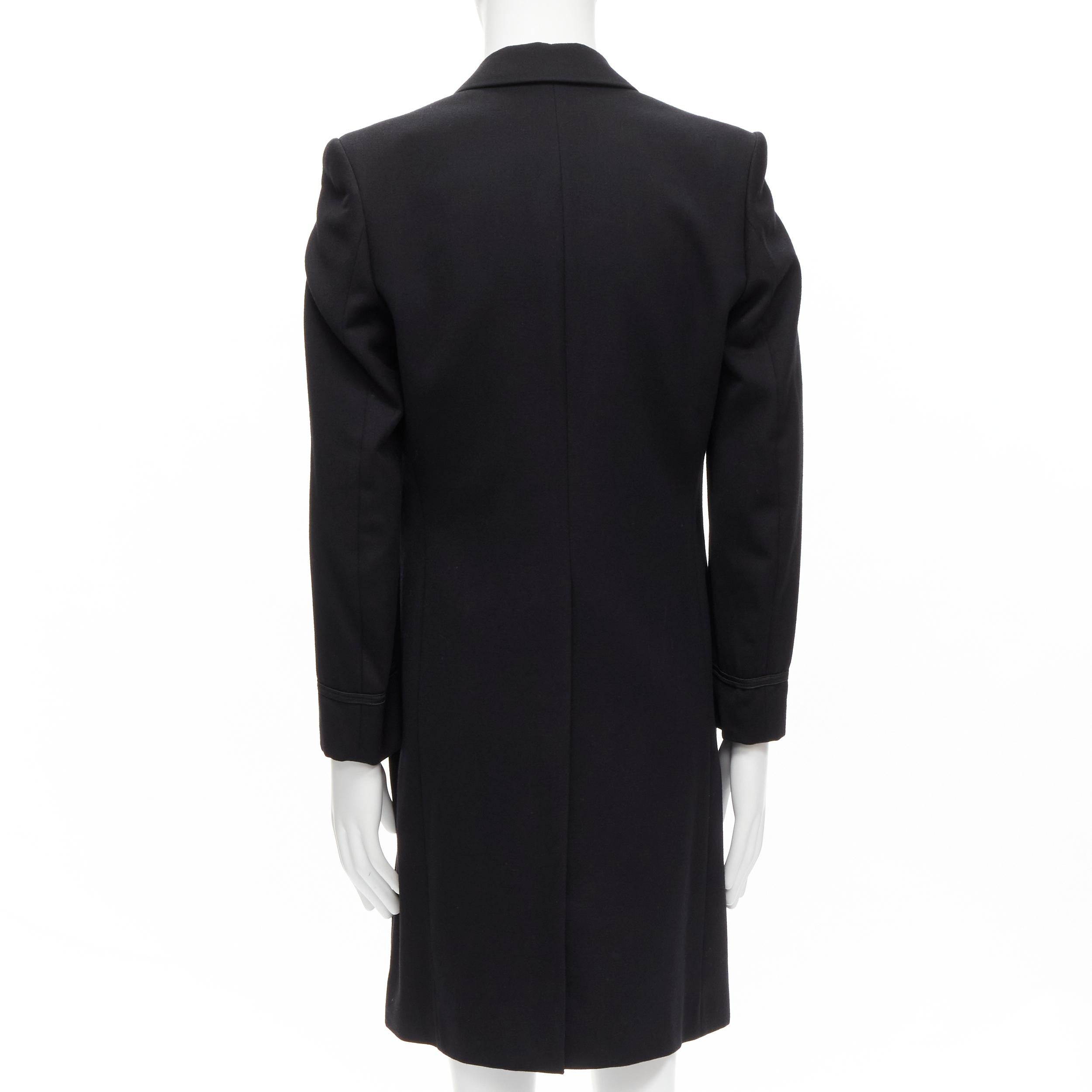 RAF SIMONS 1999 Vintage Runway black worsted wool satin coat jacket EU48 M For Sale 1