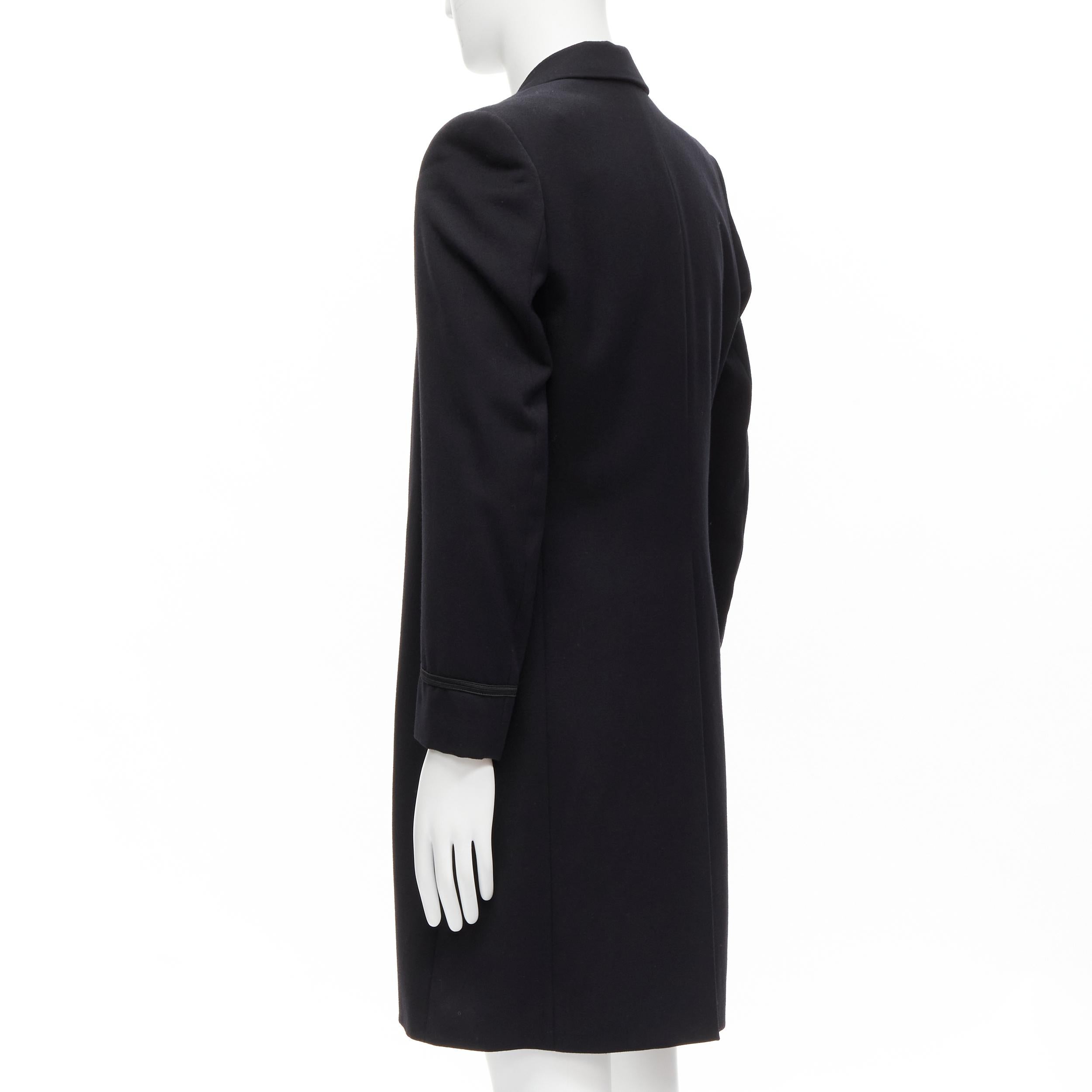RAF SIMONS 1999 Vintage Runway black worsted wool satin coat jacket EU48 M For Sale 2