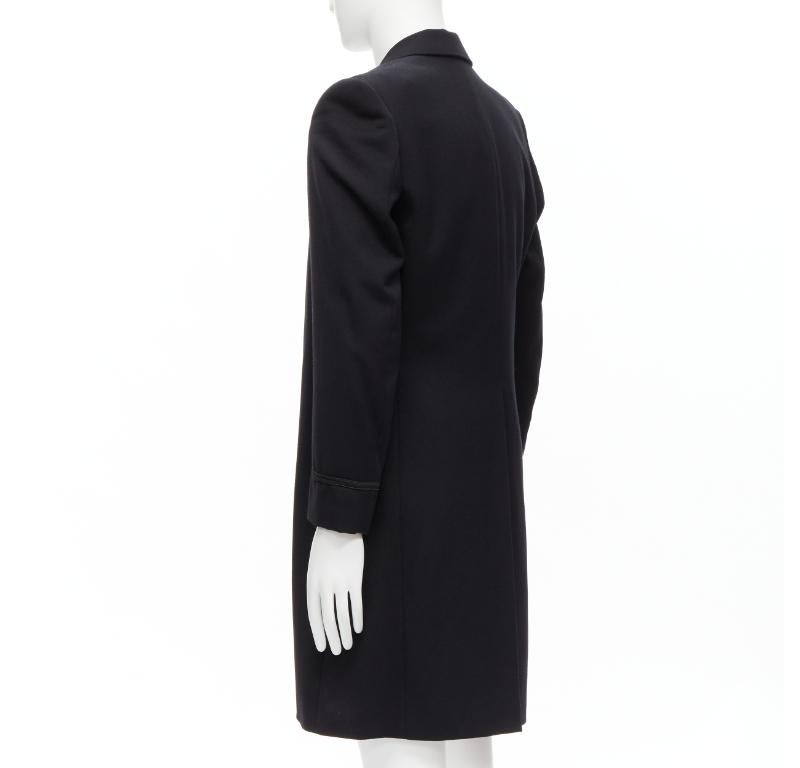 Raf Simons 1999 Vintage Runway nero lana pettinata raso giacca cappotto EU48 M in vendita 1