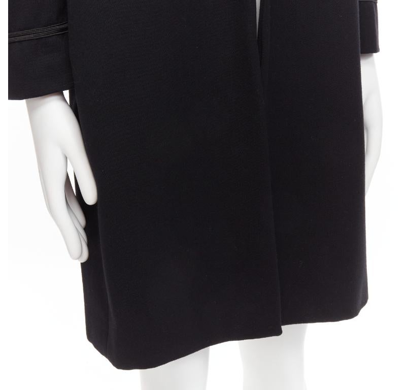 Raf Simons 1999 Vintage Runway nero lana pettinata raso giacca cappotto EU48 M in vendita 3