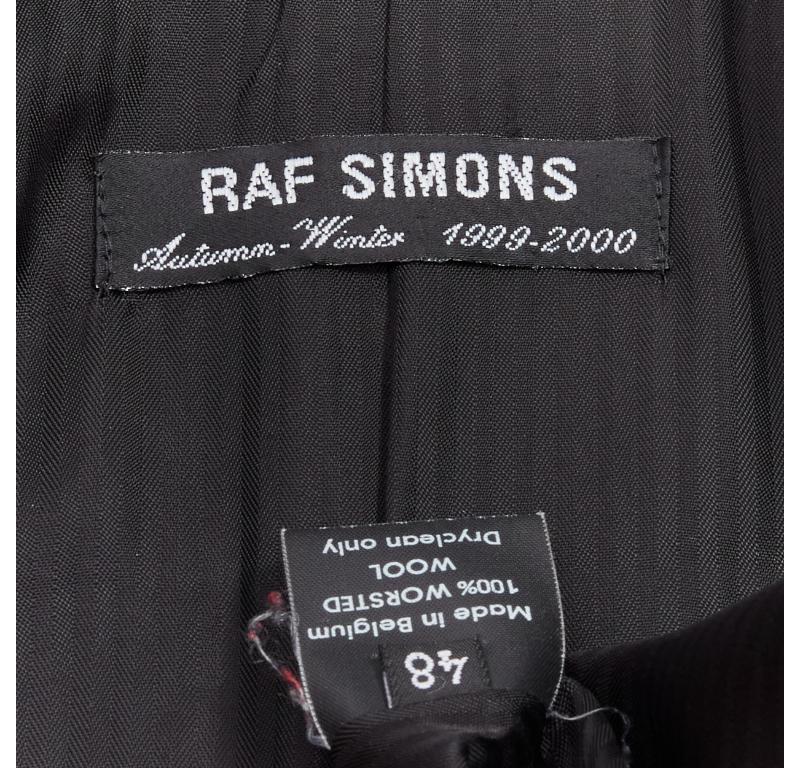 Raf Simons 1999 Vintage Runway nero lana pettinata raso giacca cappotto EU48 M in vendita 4