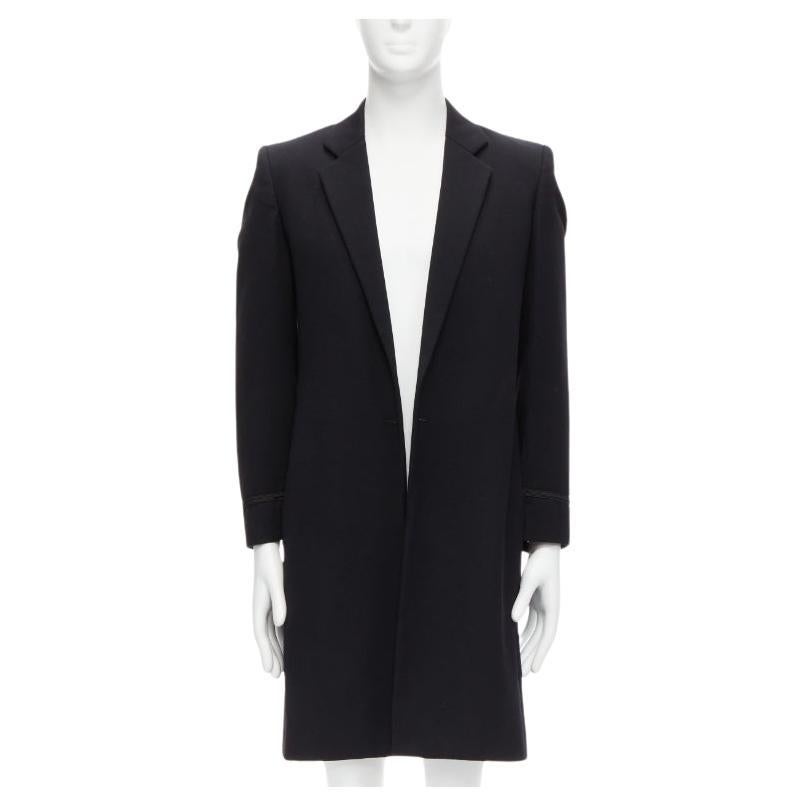 RAF SIMONS 1999 Vintage Runway black worsted wool satin coat jacket EU48 M