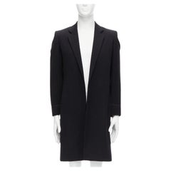 RAF SIMONS 1999 Vintage Runway black worsted wool satin coat jacket EU48 M
