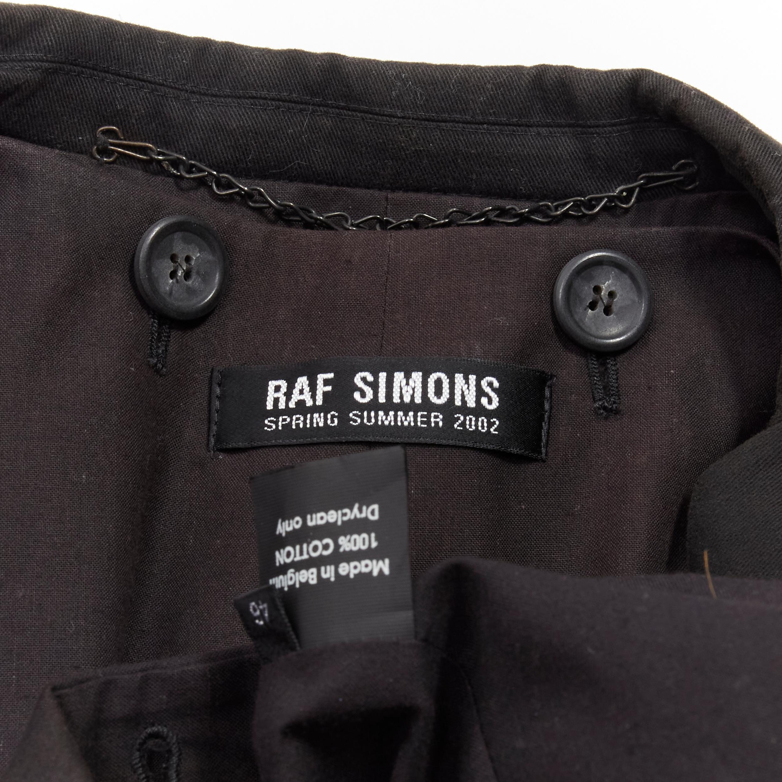 RAF SIMONS 2002 in cotone nero, giacca a strati staccabili e longilinea IT46 S in vendita 5