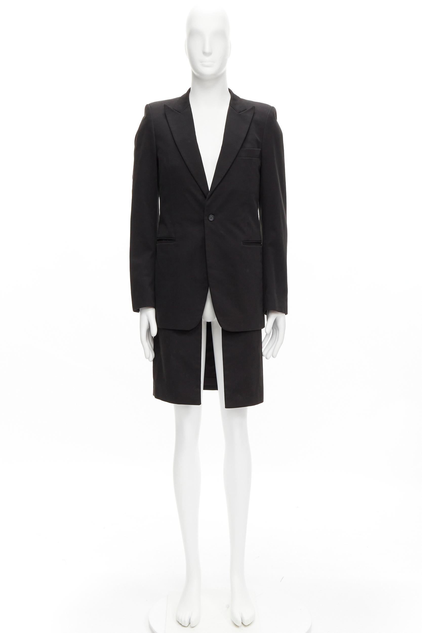 RAF SIMONS 2002 in cotone nero, giacca a strati staccabili e longilinea IT46 S in vendita 6
