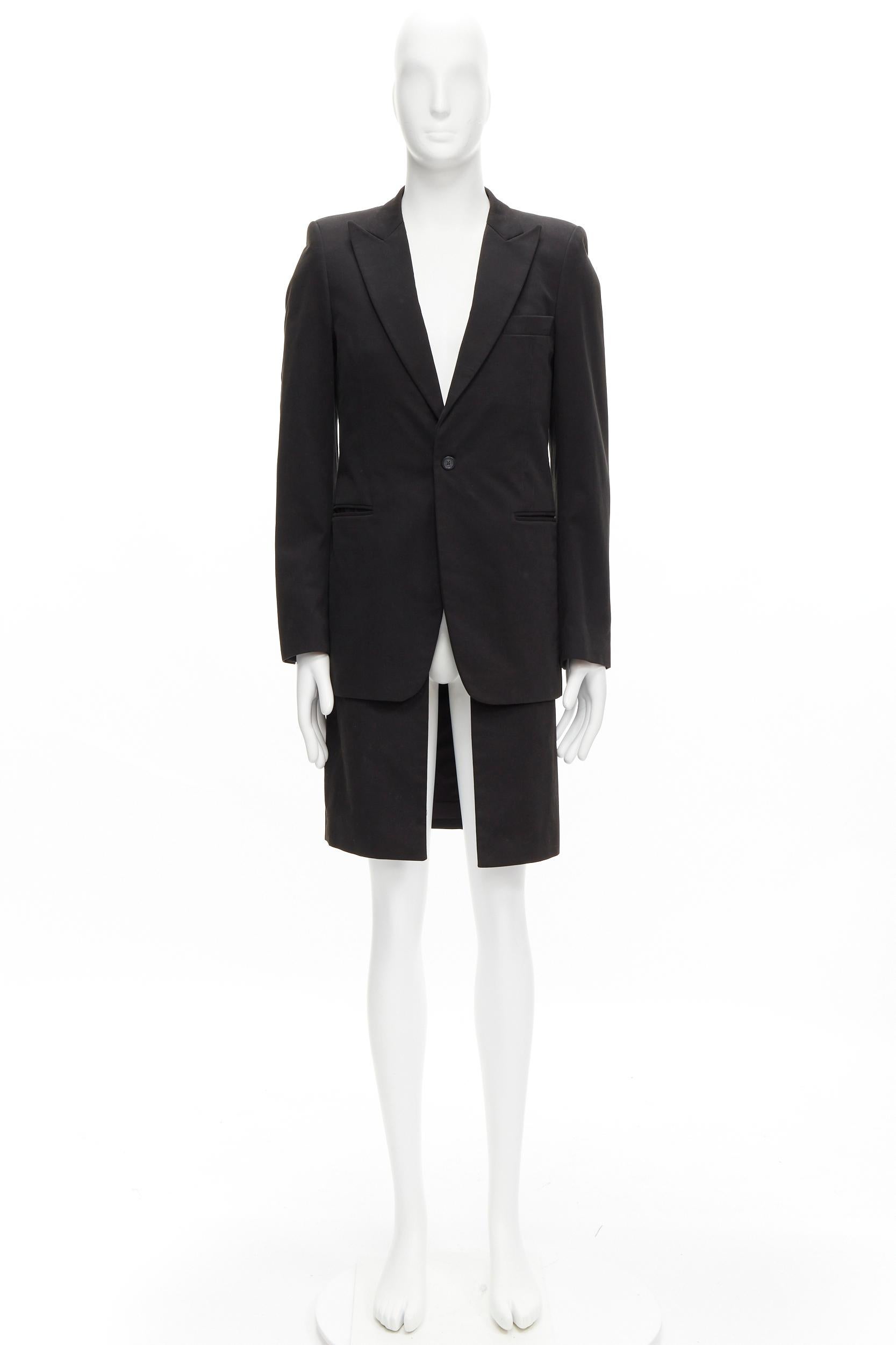 RAF SIMONS 2002 cotton black detachable layered longline coat jacket IT46 S For Sale 6
