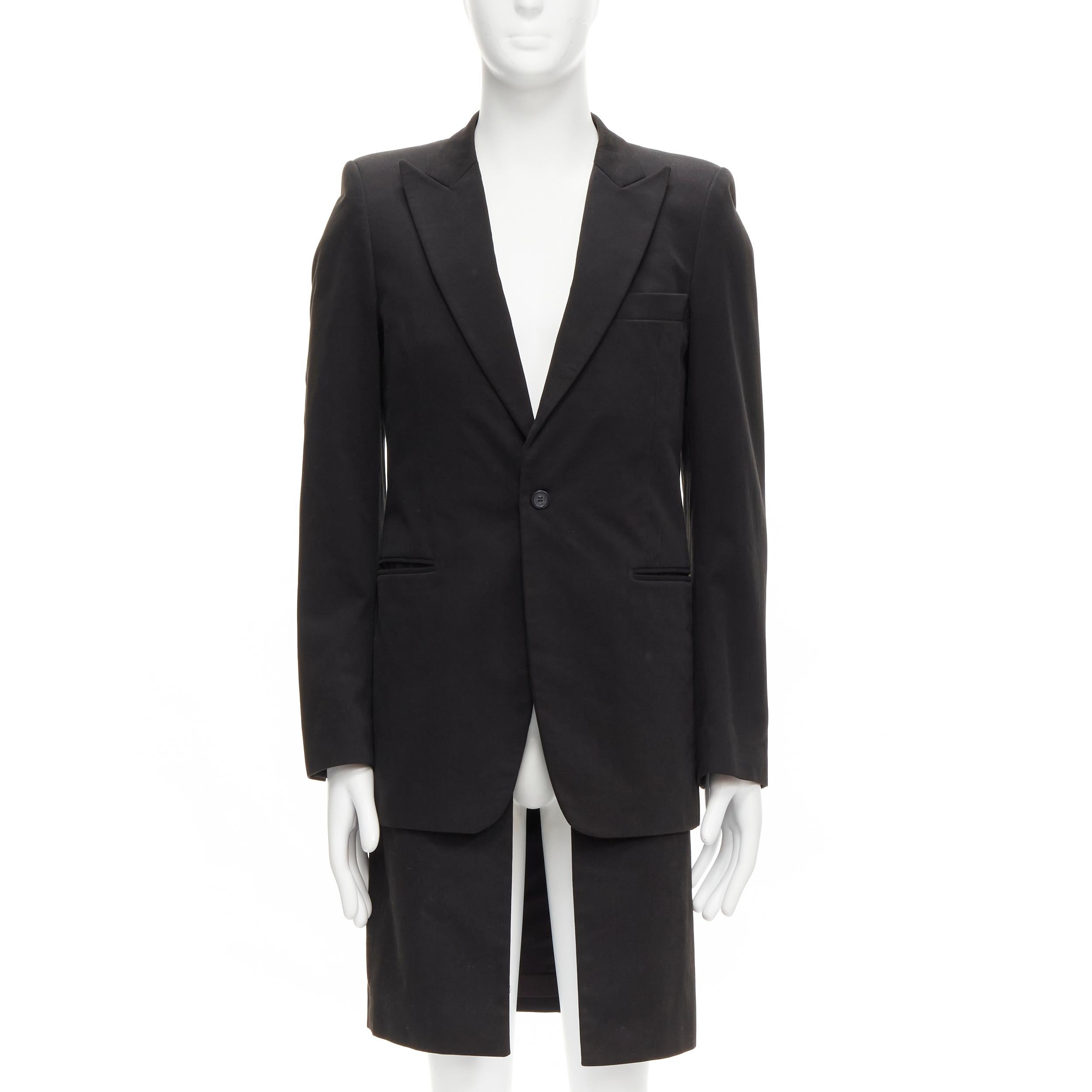 Nero RAF SIMONS 2002 in cotone nero, giacca a strati staccabili e longilinea IT46 S in vendita