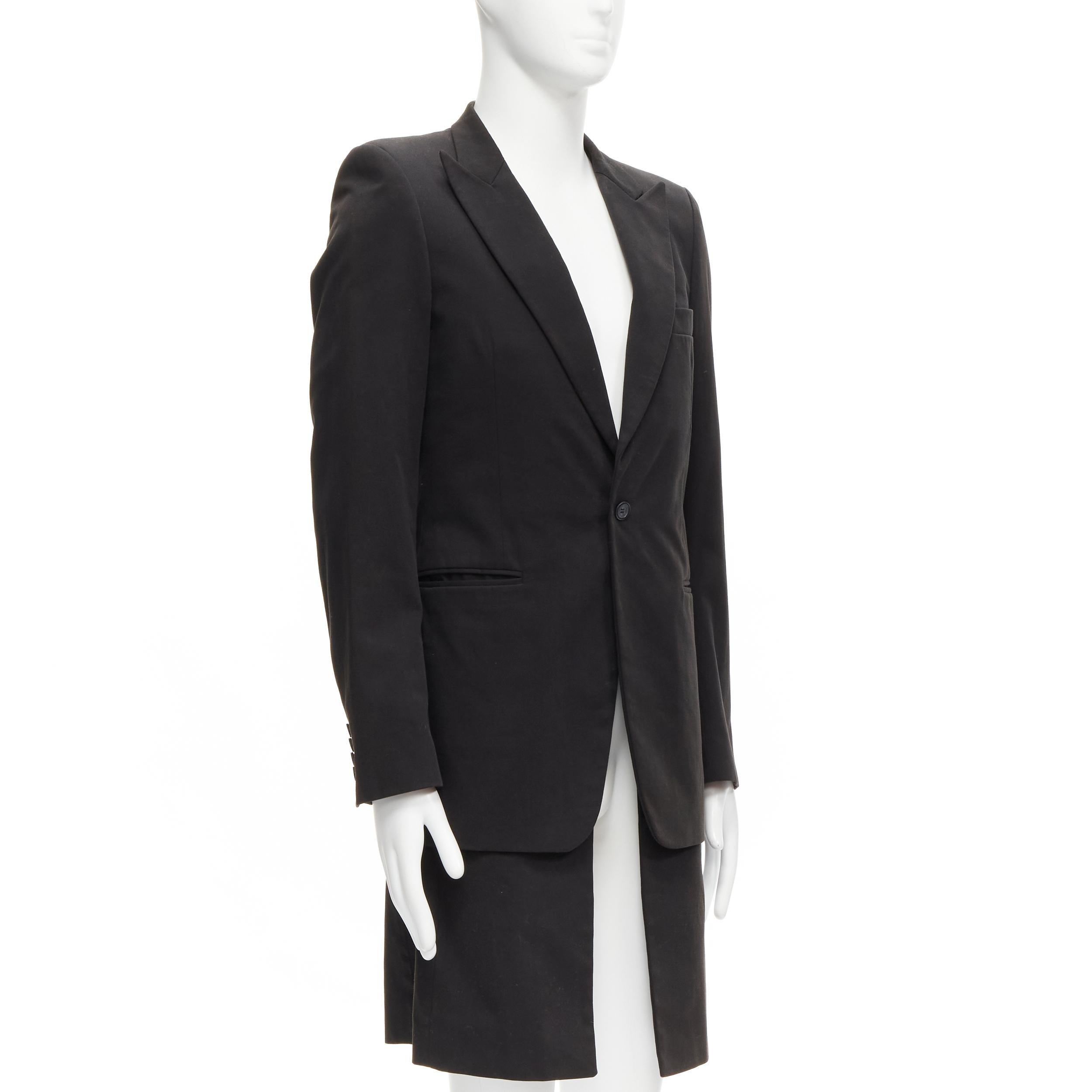 RAF SIMONS 2002 cotton black detachable layered longline coat jacket IT46 S In Excellent Condition For Sale In Hong Kong, NT
