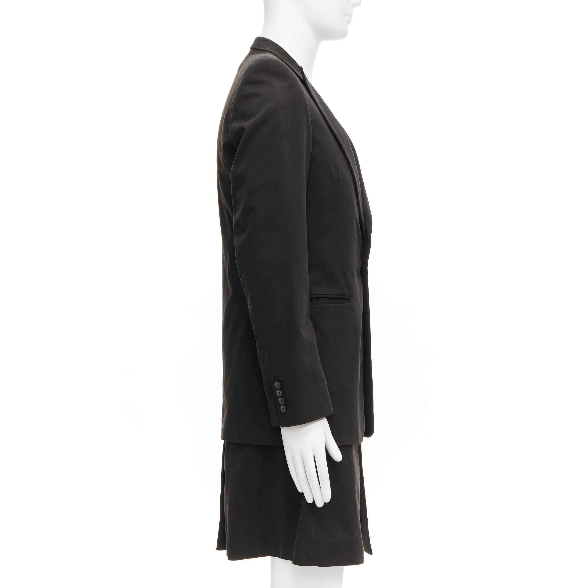 Uomo RAF SIMONS 2002 in cotone nero, giacca a strati staccabili e longilinea IT46 S in vendita