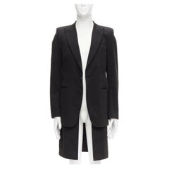 RAF SIMONS 2002 cotton black detachable layered longline coat jacket IT46 S