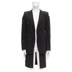 RAF SIMONS 2002 cotton black detachable layered longline coat jacket IT46 S