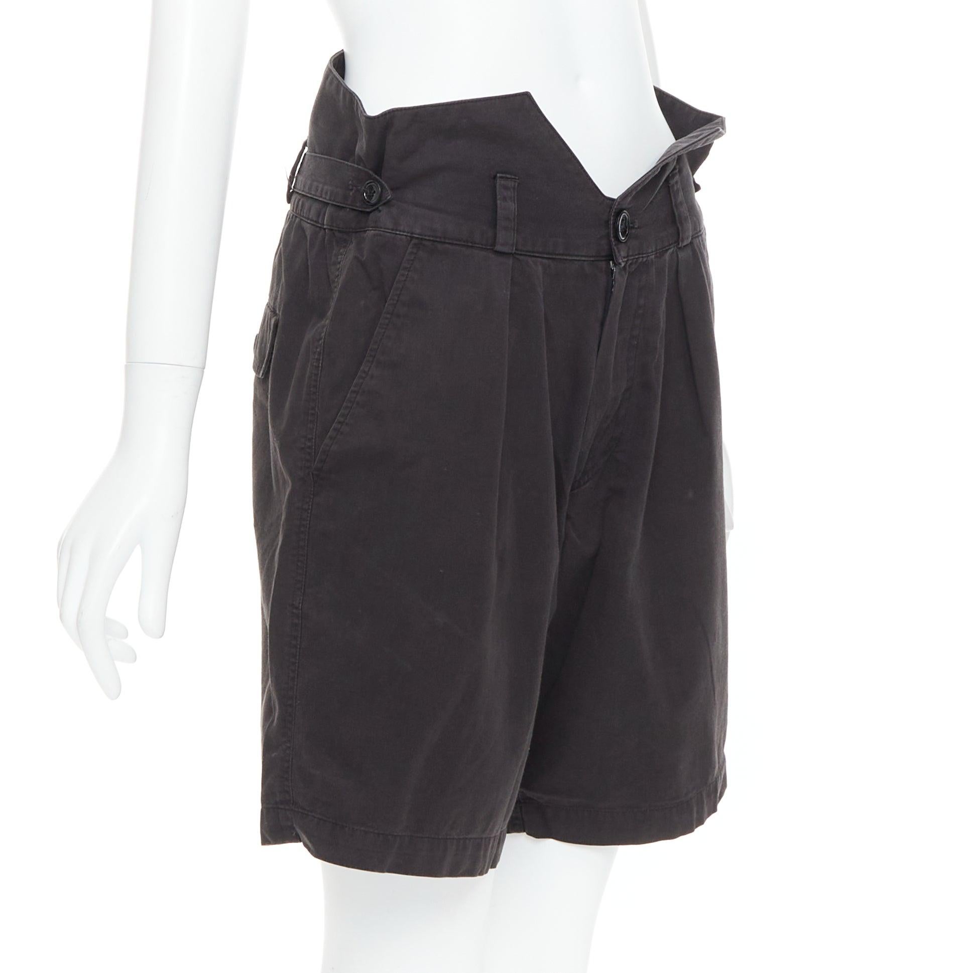 Black RAF SIMONS 2006 black cotton high waist paperbag wide shorts EU50 XL For Sale