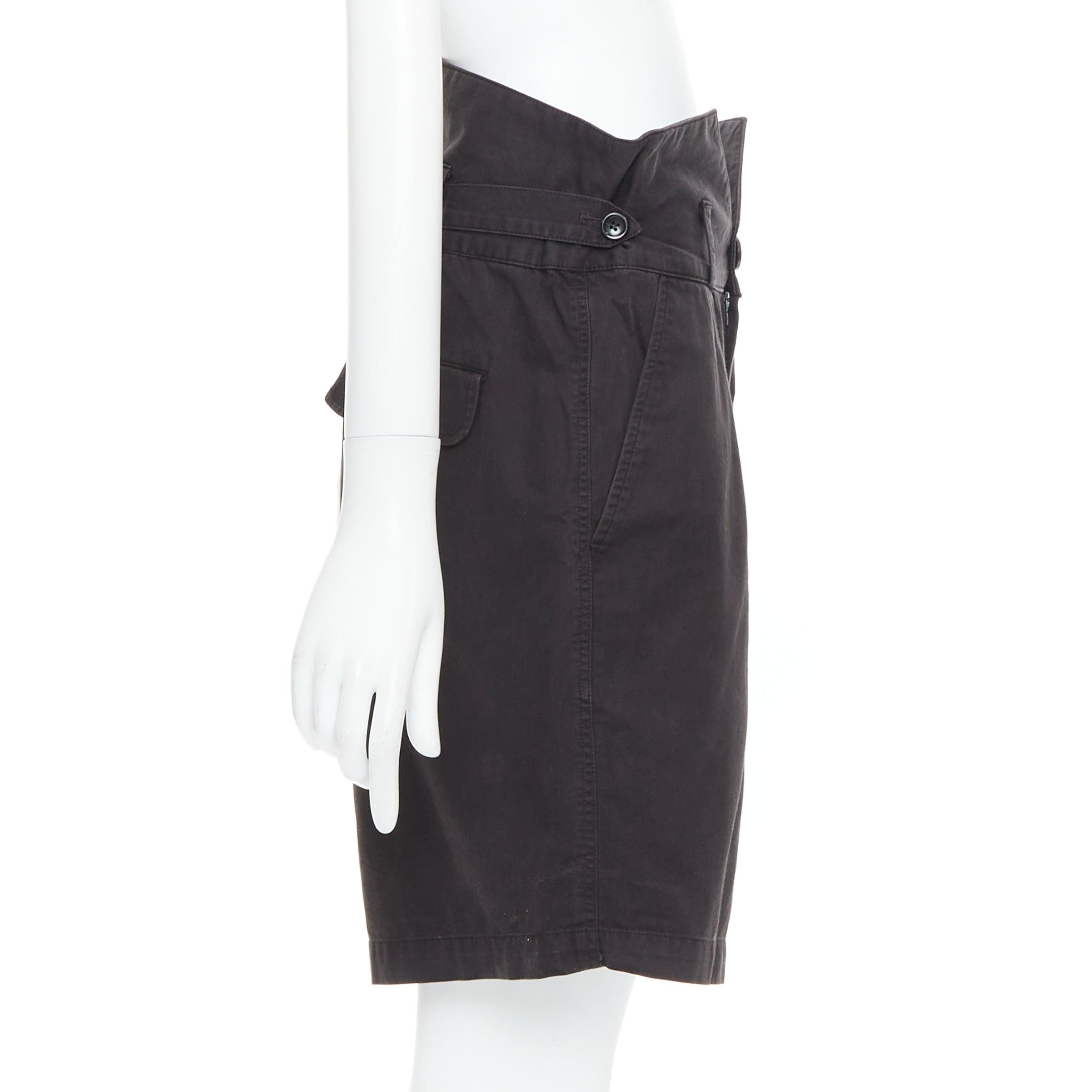 RAF SIMONS 2006 black cotton high waist paperbag wide shorts EU50 XL In Fair Condition For Sale In Hong Kong, NT