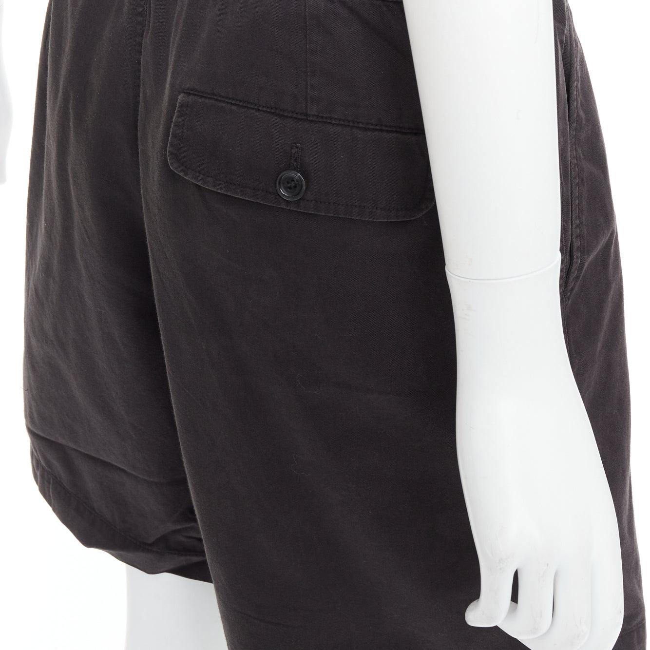 RAF SIMONS 2006 black cotton high waist paperbag wide shorts EU50 XL For Sale 2