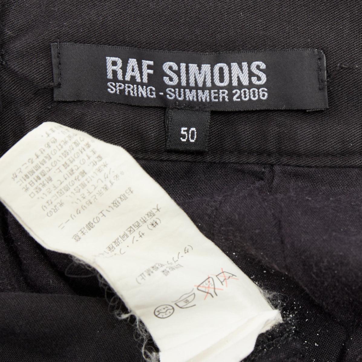 RAF SIMONS 2006 black cotton high waist paperbag wide shorts EU50 XL For Sale 3