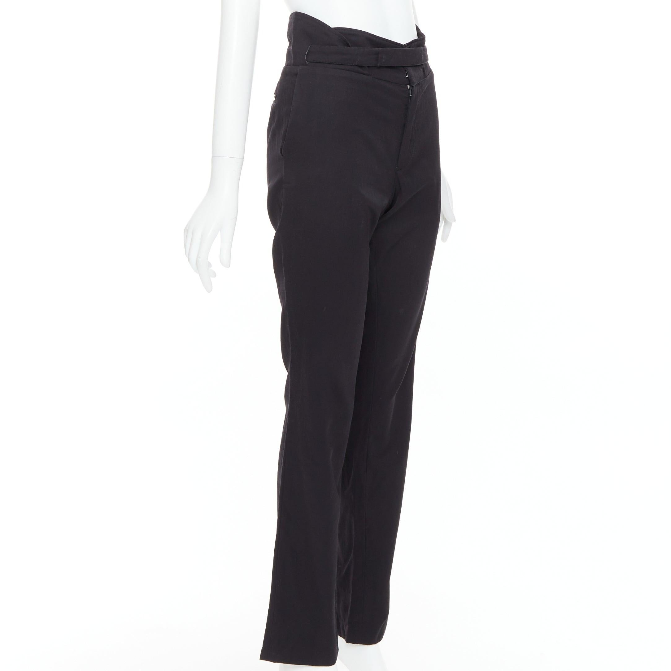 Nero Raf Simons 2007 pantaloni a vita alta in lana 100% neri IT48 M. I. in vendita