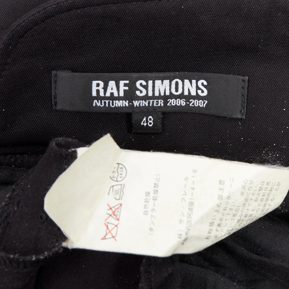 Raf Simons 2007 pantaloni a vita alta in lana 100% neri IT48 M. I. in vendita 3