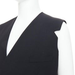 RAF SIMONS 2009 noir 100% laine gilet coupe en v avec emmanchure IT52 XL