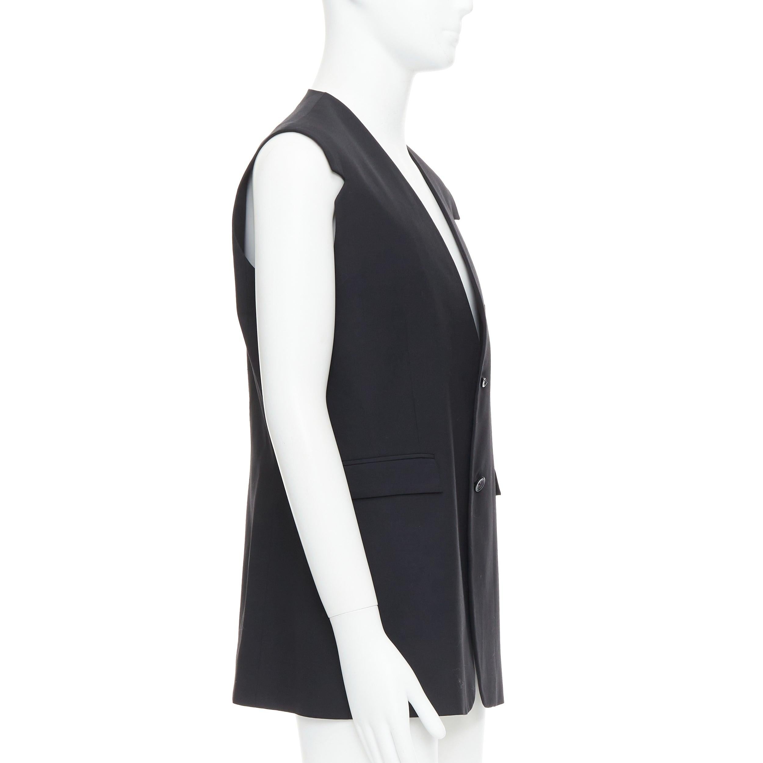 RAF SIMONS 2009 black 100% wool v cut armhole waistcoat IT52 XL In Fair Condition For Sale In Hong Kong, NT