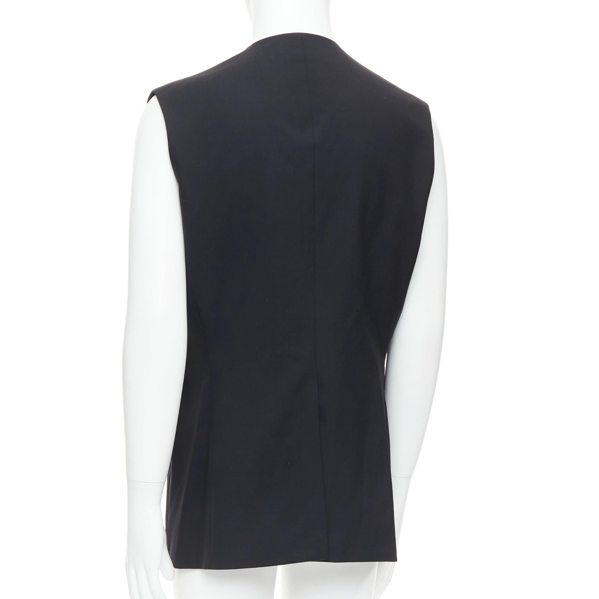 Men's RAF SIMONS 2009 black 100% wool v cut armhole waistcoat IT52 XL For Sale