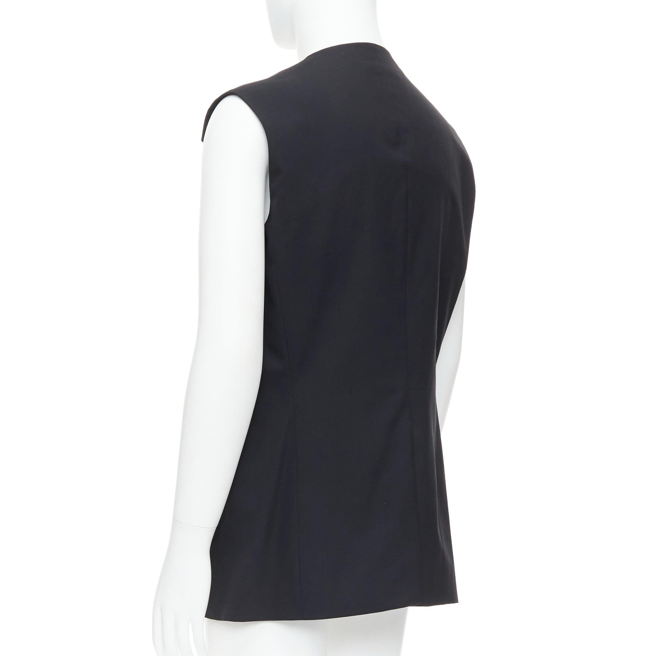 RAF SIMONS 2009 black 100% wool v cut armhole waistcoat IT52 XL For Sale 1