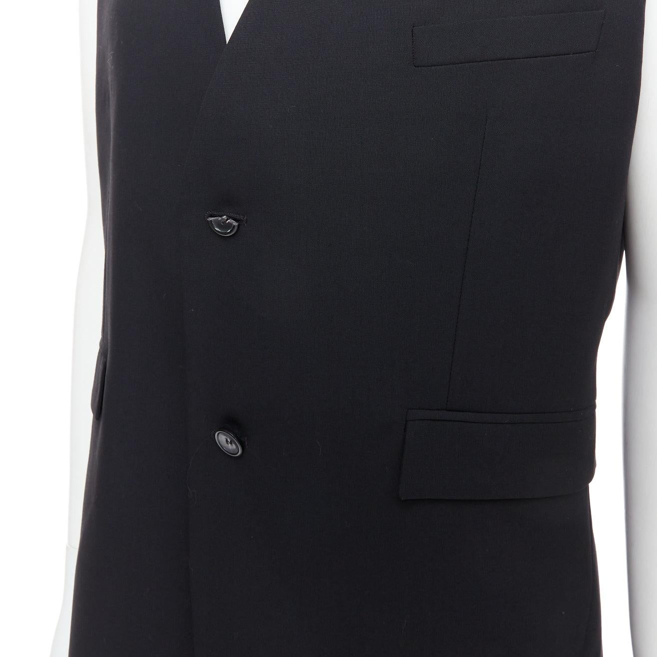 RAF SIMONS 2009 black 100% wool v cut armhole waistcoat IT52 XL For Sale 2