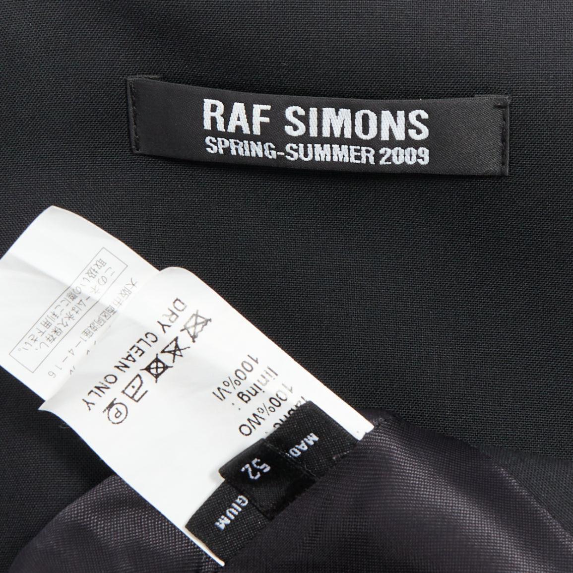 RAF SIMONS 2009 black 100% wool v cut armhole waistcoat IT52 XL For Sale 3
