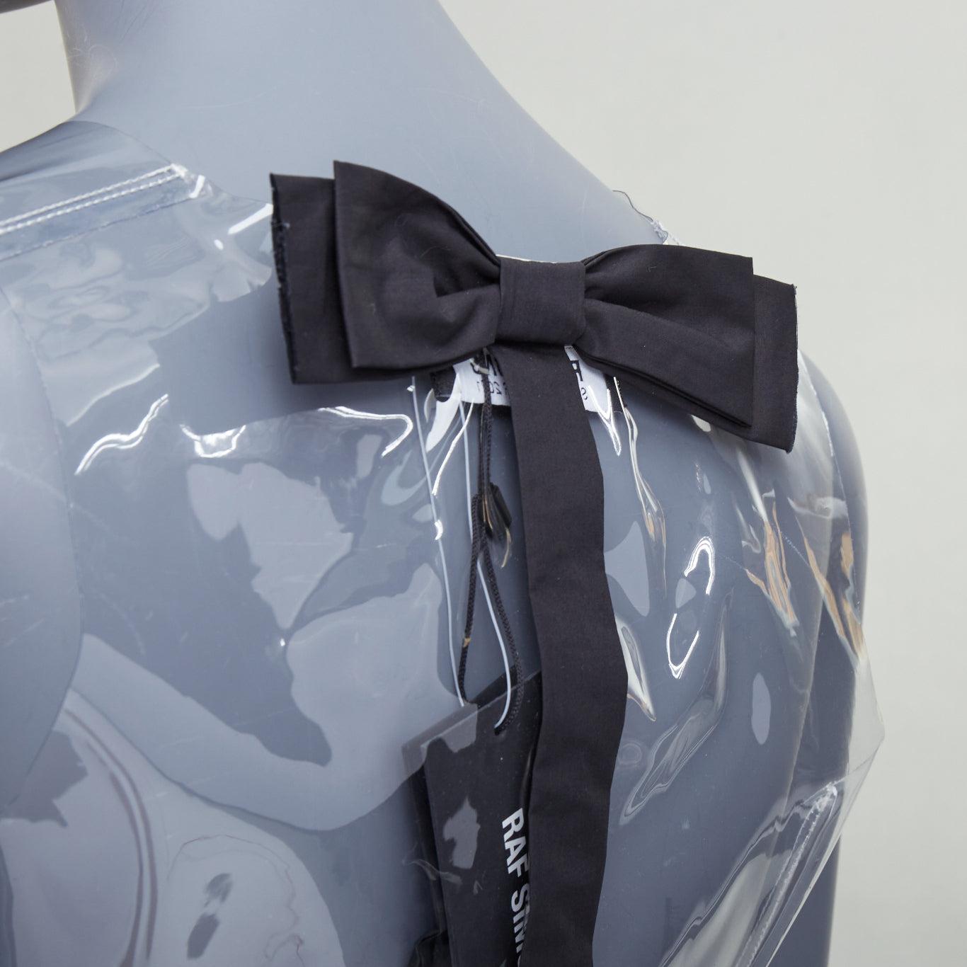 RAF SIMONS 2021 clear PVC black cotton bow snap buttons gilet vest FR34 XS 2
