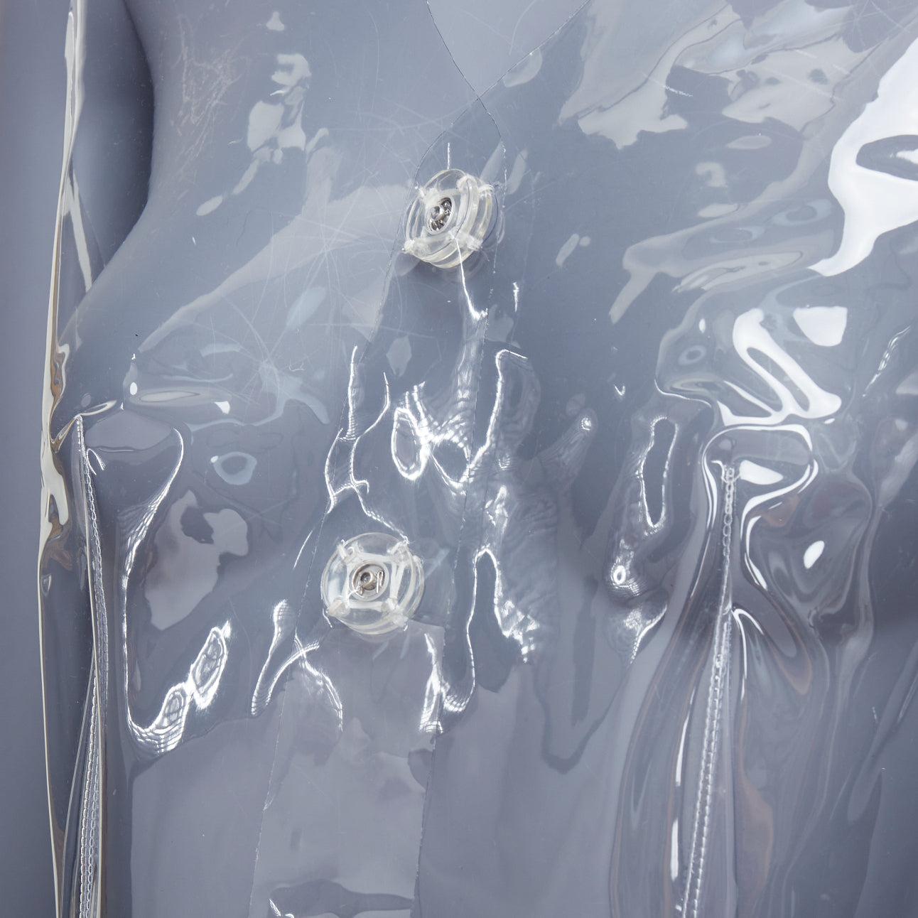 RAF SIMONS 2021 clear PVC black cotton bow snap buttons gilet vest FR34 XS 3