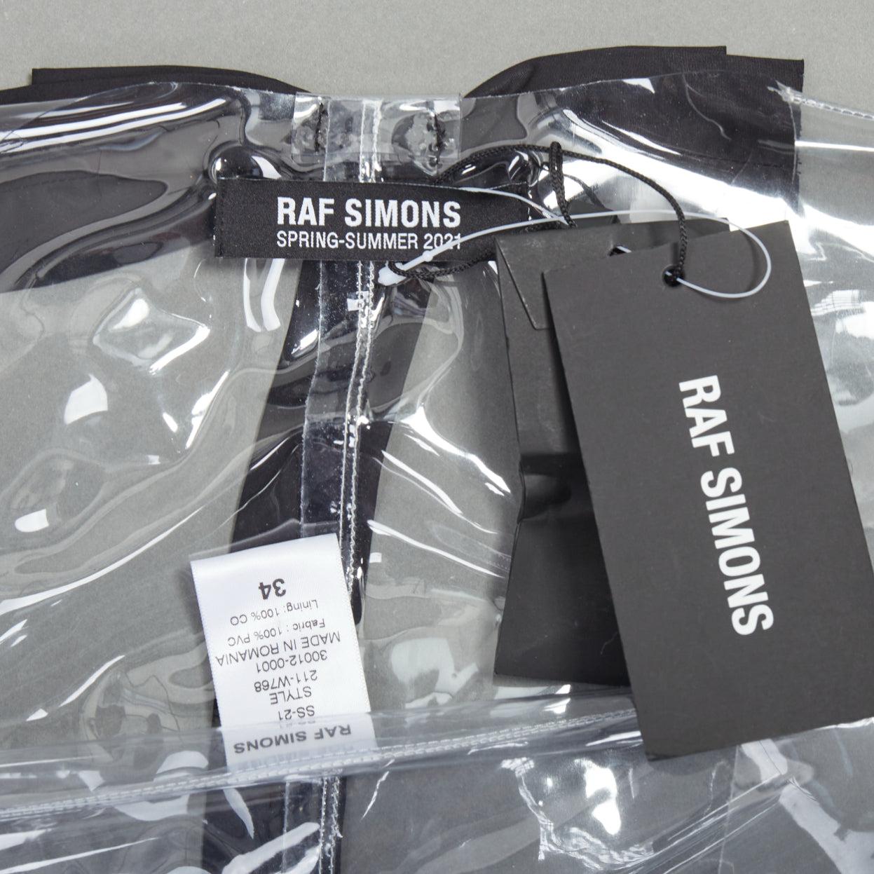 RAF SIMONS 2021 clear PVC black cotton bow snap buttons gilet vest FR34 XS 4
