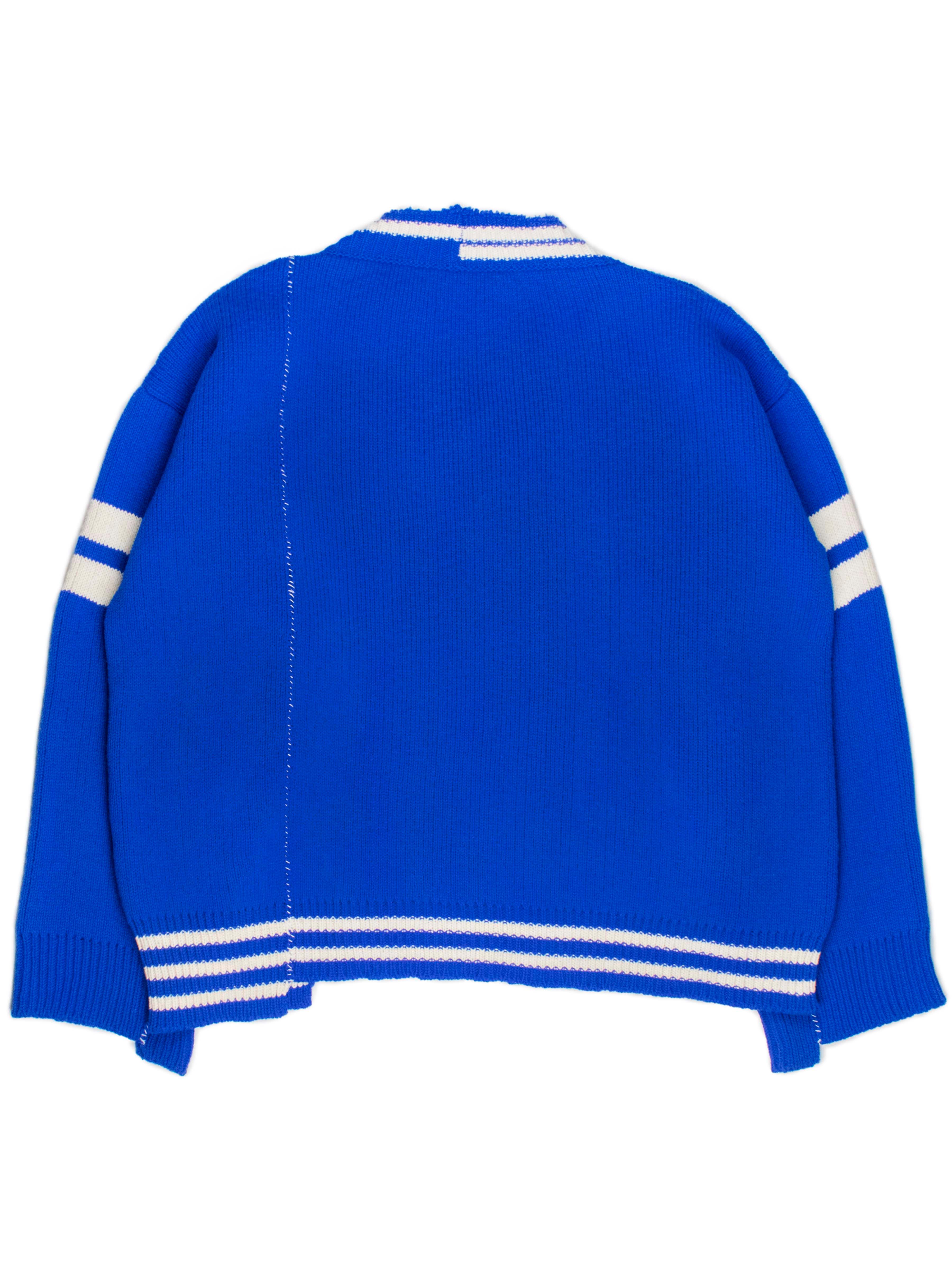 raf simons patched varsity sweater
