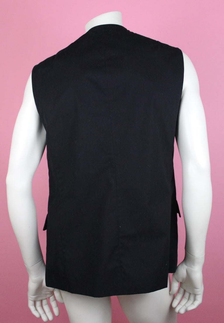 Men's Raf Simons Black Cotton Vest, SS09, Size 50 Italian For Sale
