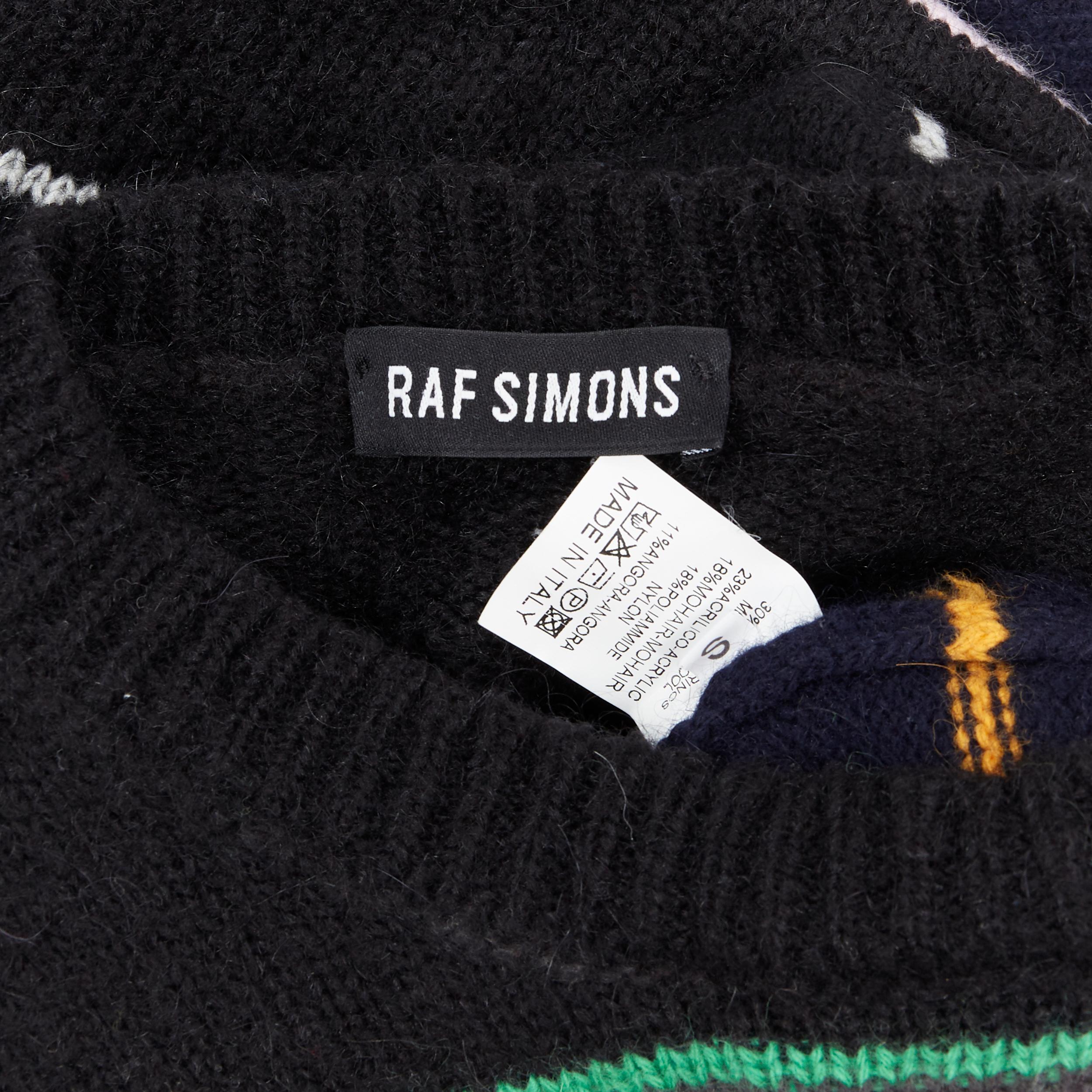 RAF SIMONS black grey merino wool blend striped long sleeve sweater S 2