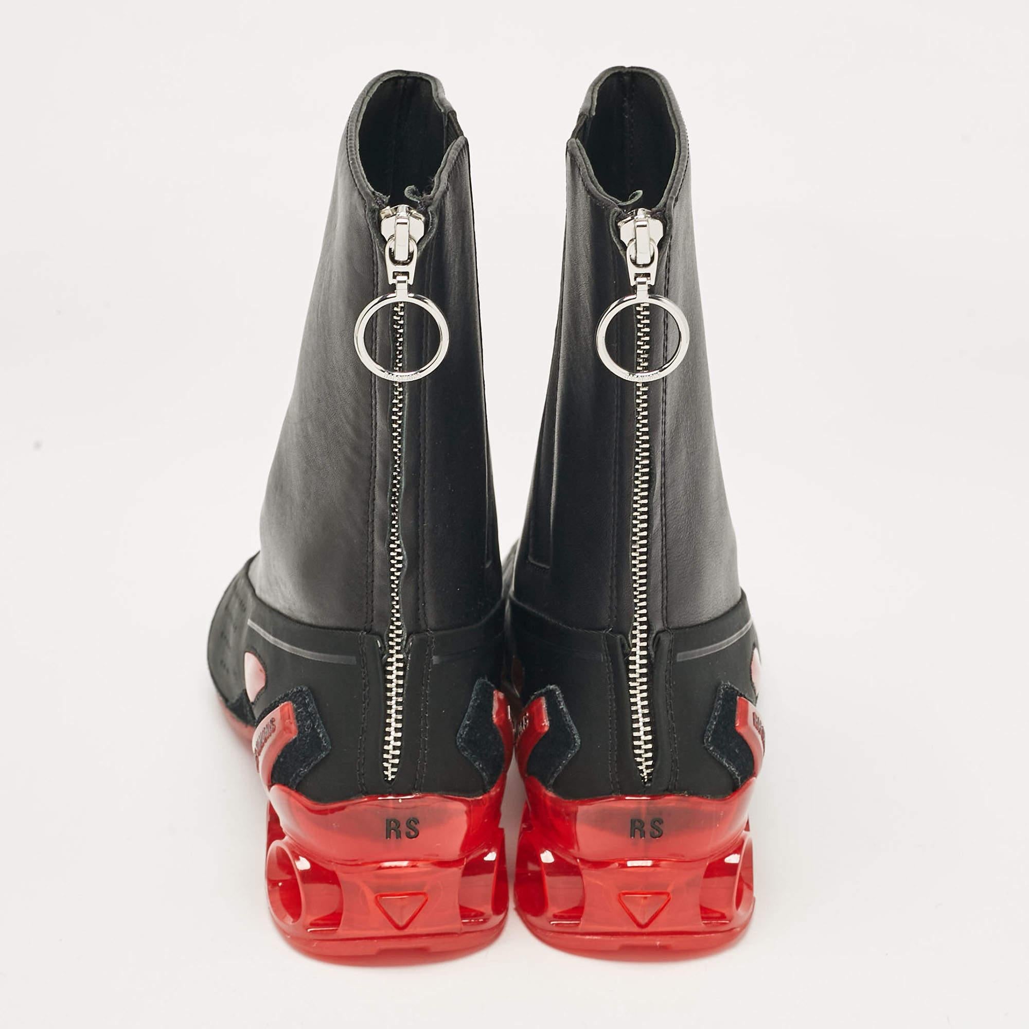 Raf Simons Black Leather Ankle Length Boots Size 41 For Sale 1
