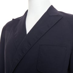 RAF SIMONS black virgin wool off centre buttons patch pocket long blazer IT48 M