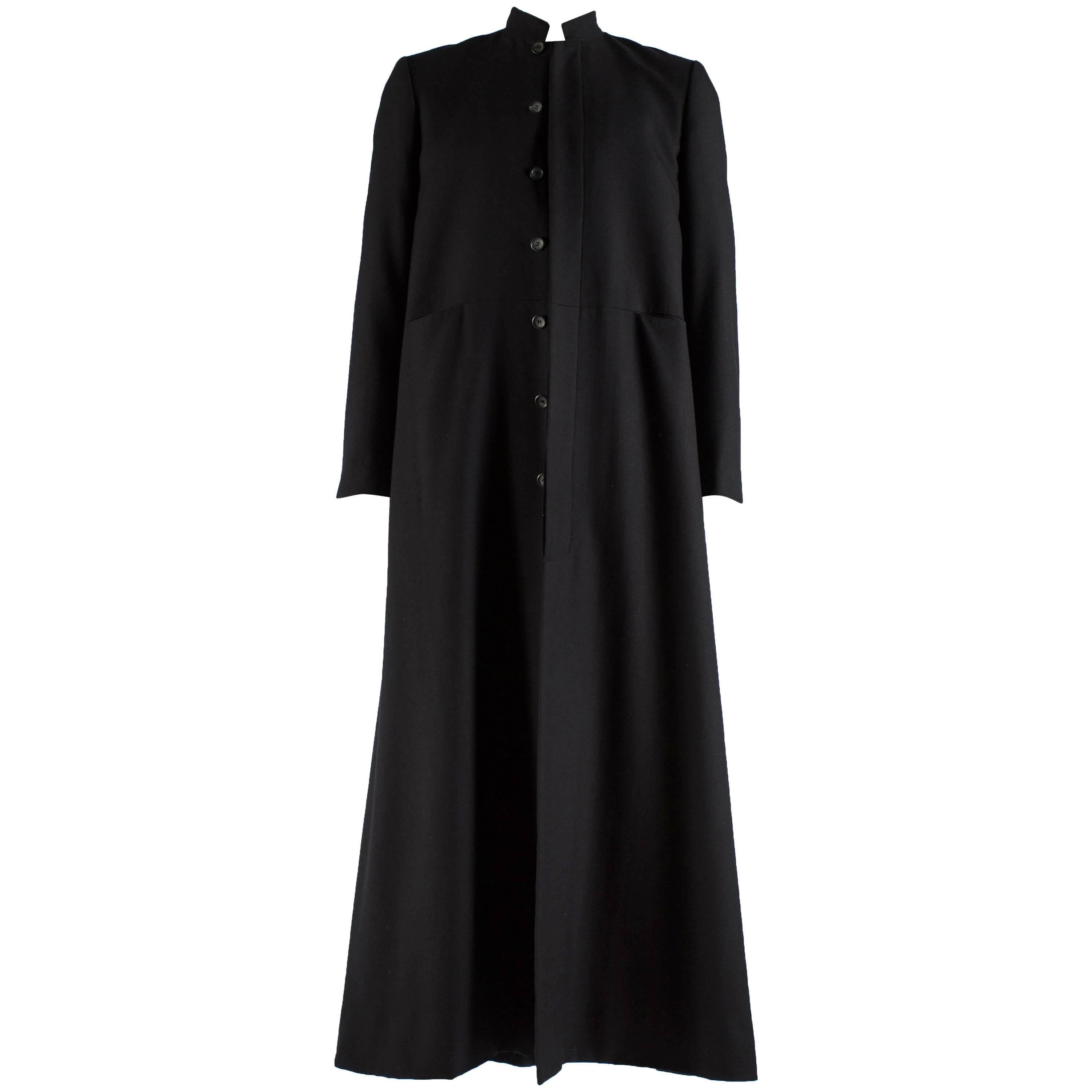 Raf Simons schwarzer Wollmantel in voller Länge mit Knopfleiste, 'Confusion' um 2000 im Angebot