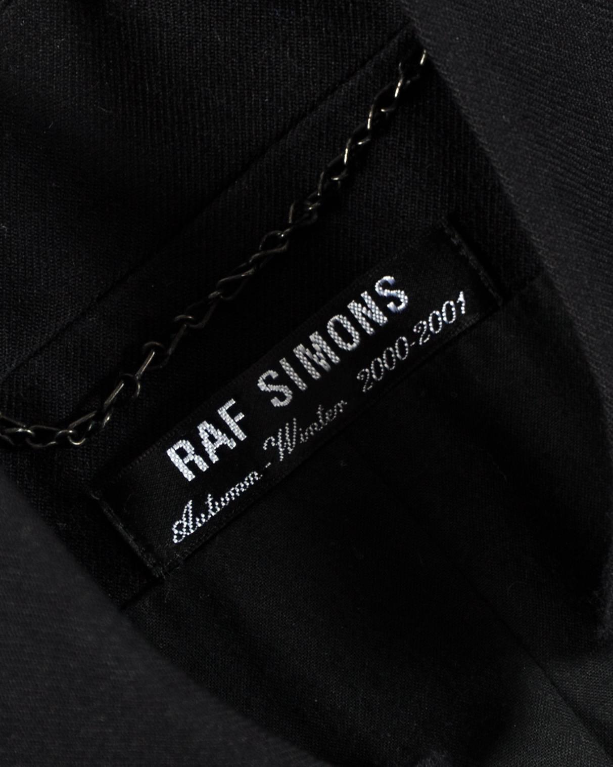 Black Raf Simons black wool full length button up priest coat, 'confusion' aw 2000 For Sale