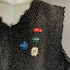 Chaleco oversize de lana con parches de RAF SIMONS, temporada otoño-invierno 2016, talla única, color gris carbón