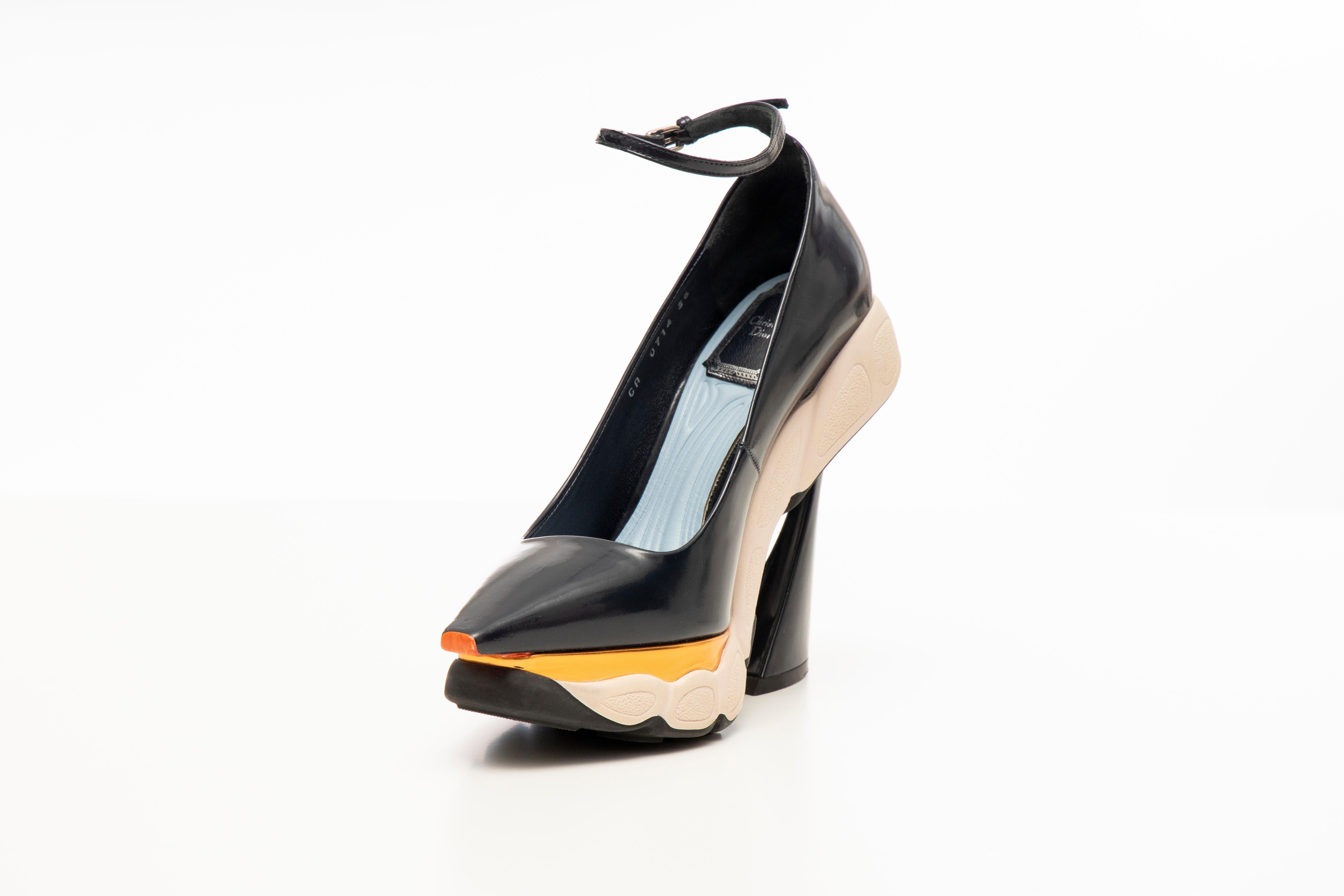 Raf Simons for Christian Dior Patent Leather Runway Sneaker Pumps, Fall 2014 In Excellent Condition In Cincinnati, OH