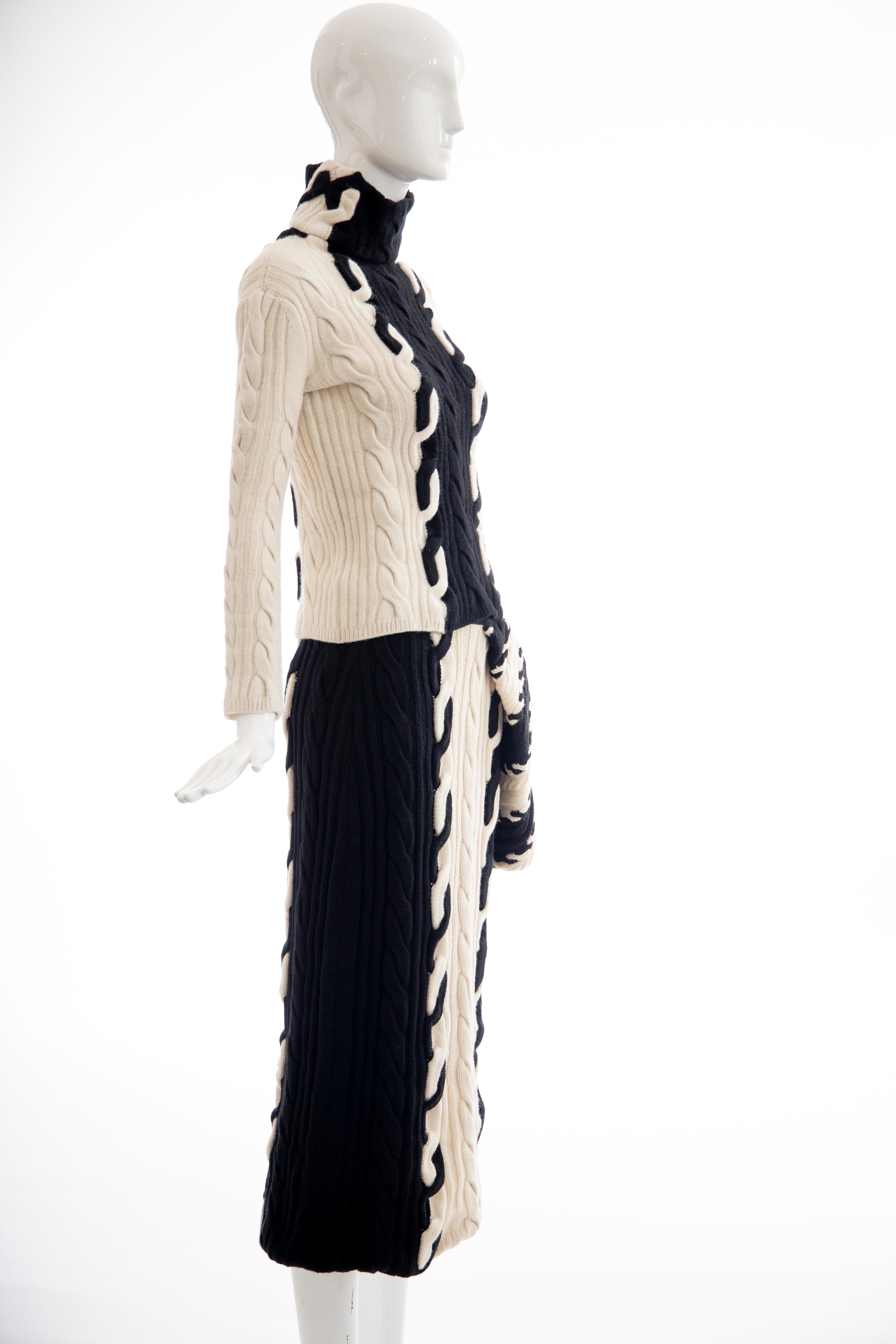 Raf Simons for Christian Dior Wool Cashmere Cable Knit Skirt-Suit, Fall 2013 In Good Condition In Cincinnati, OH