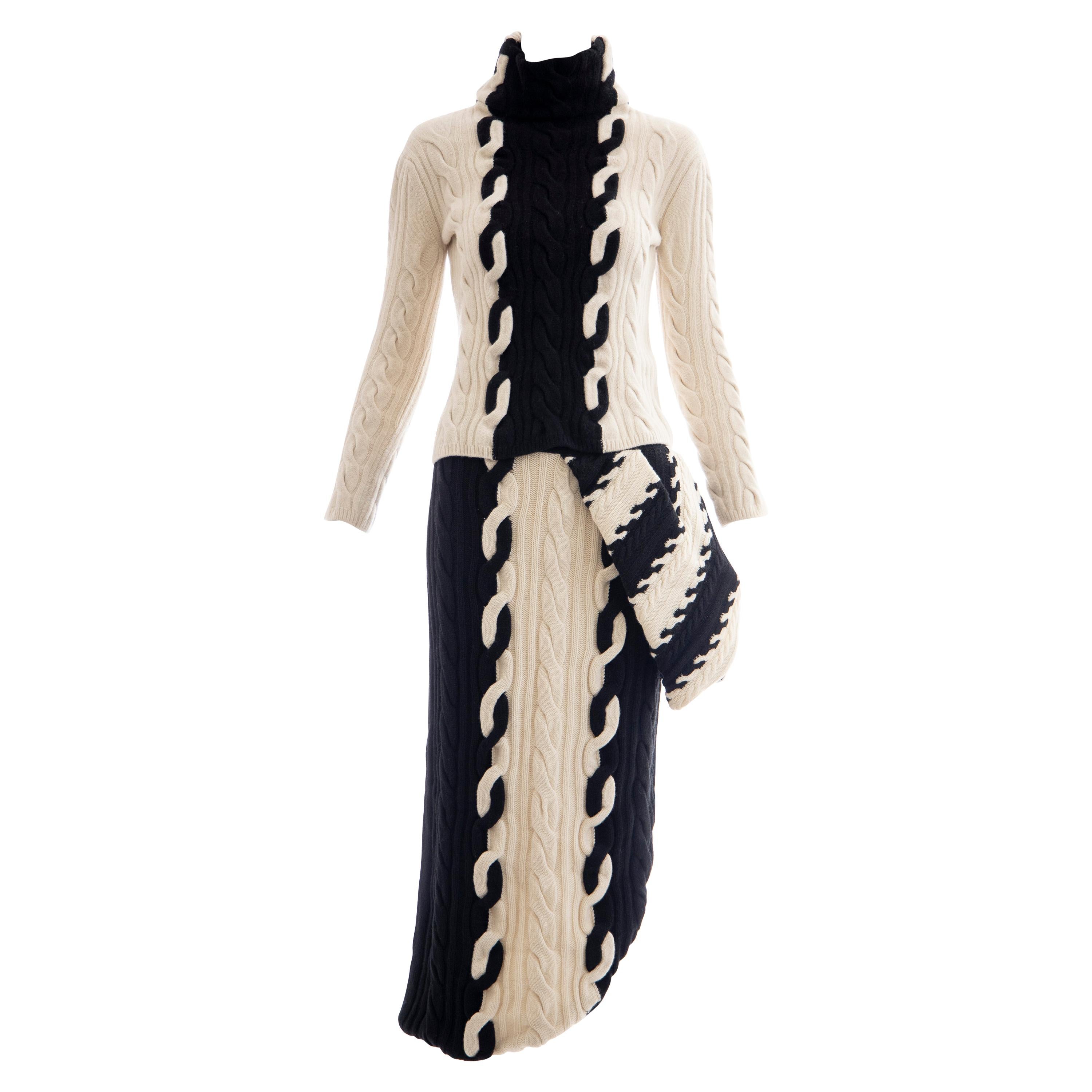 Raf Simons for Christian Dior Wool Cashmere Cable Knit Skirt-Suit, Fall 2013