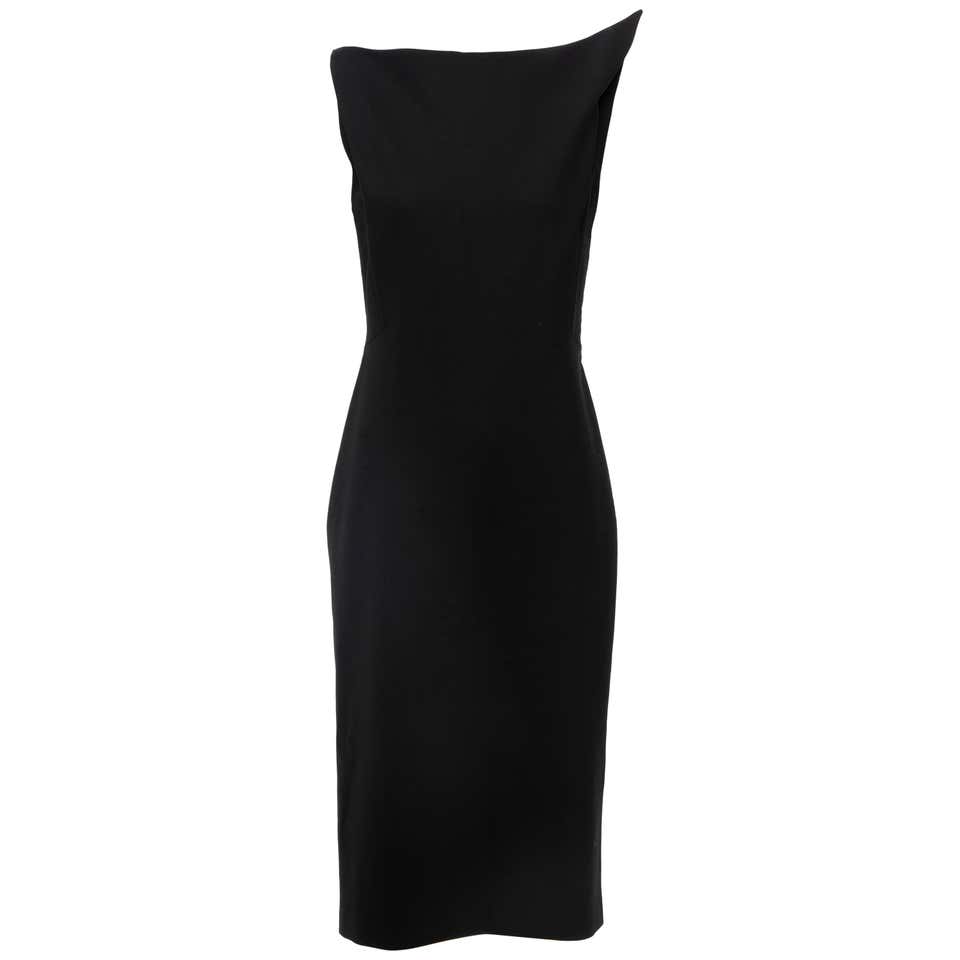 Raf Simons for Jil Sander Runway Black Wool Sculptural Evening Dress ...