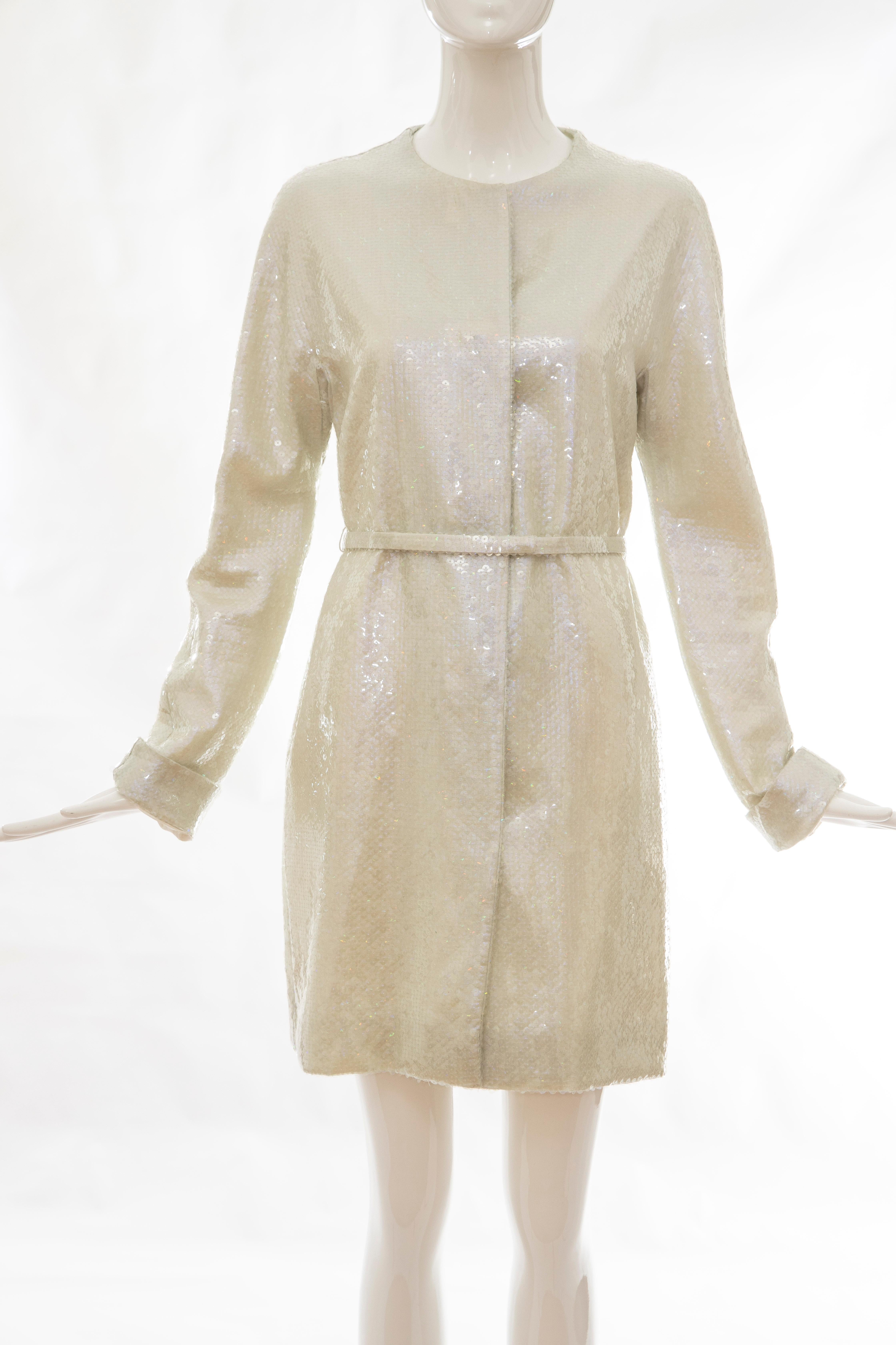 Raf Simons for Jil Sander Runway Pearlescent Sequin Evening Coat, Spring 2007 4