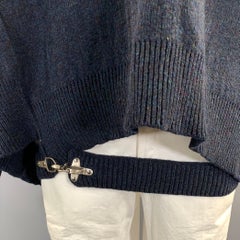 RAF SIMONS FW2018 Size L Navy Knitted Wool V Neck Sweater