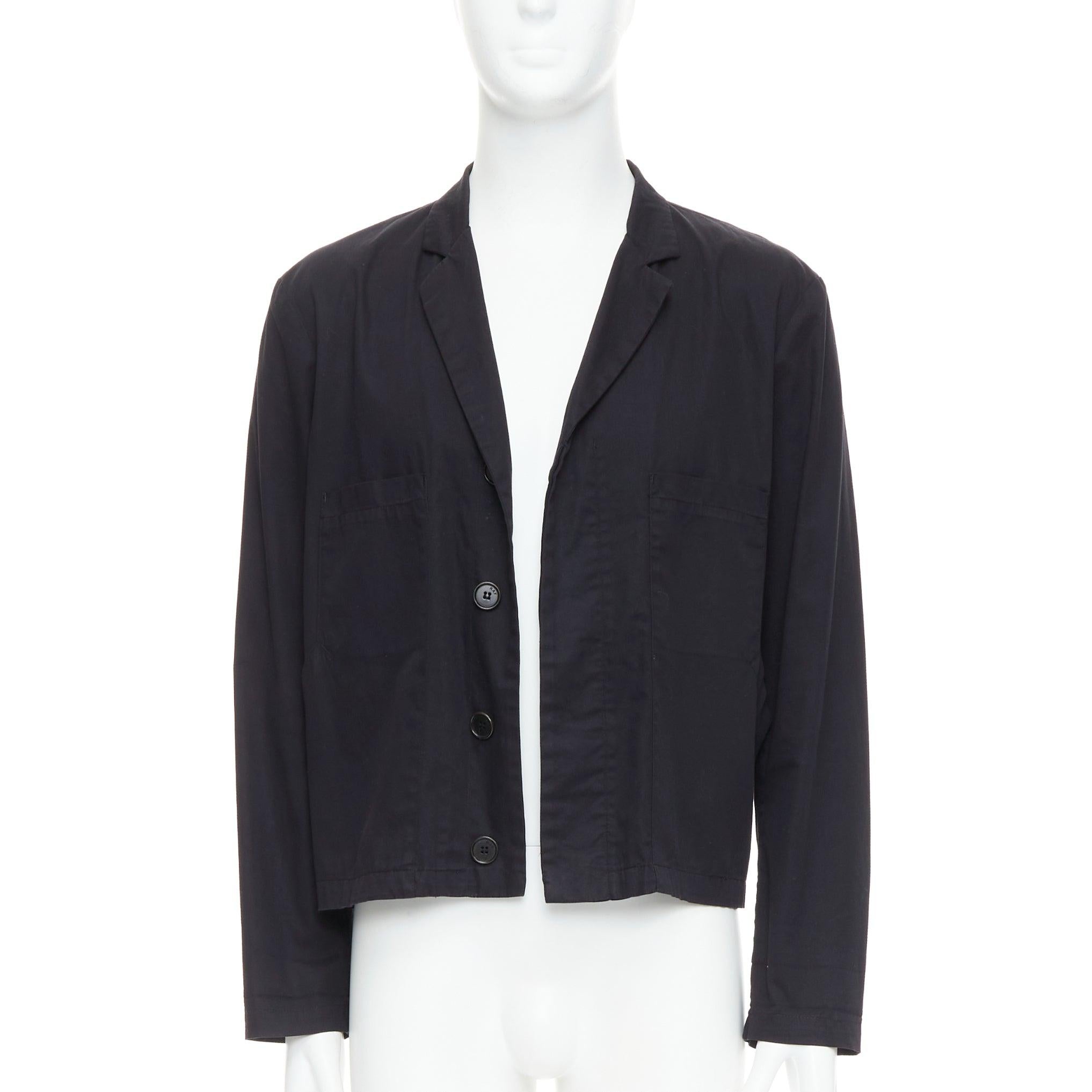 Noir RAF SIMONS RAF blazer noir en coton mélangé à col caché et froncé IT50 L en vente