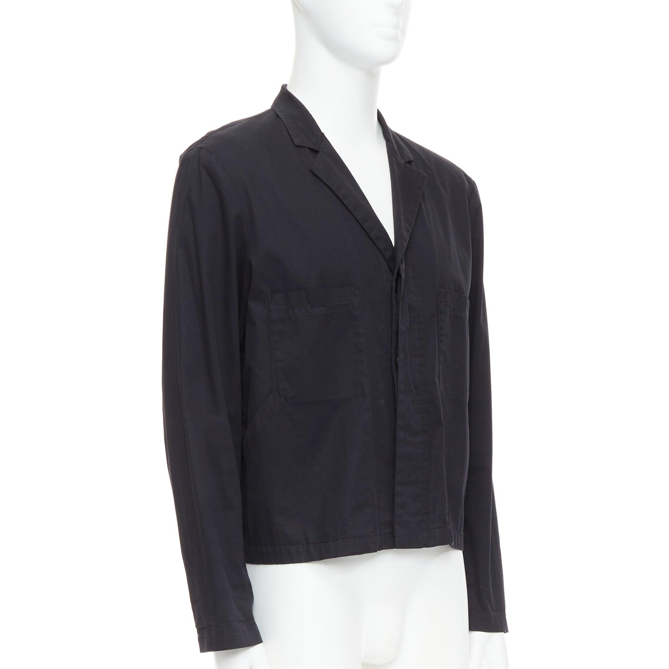 RAF SIMONS RAF blazer noir en coton mélangé à col caché et froncé IT50 L État moyen - En vente à Hong Kong, NT