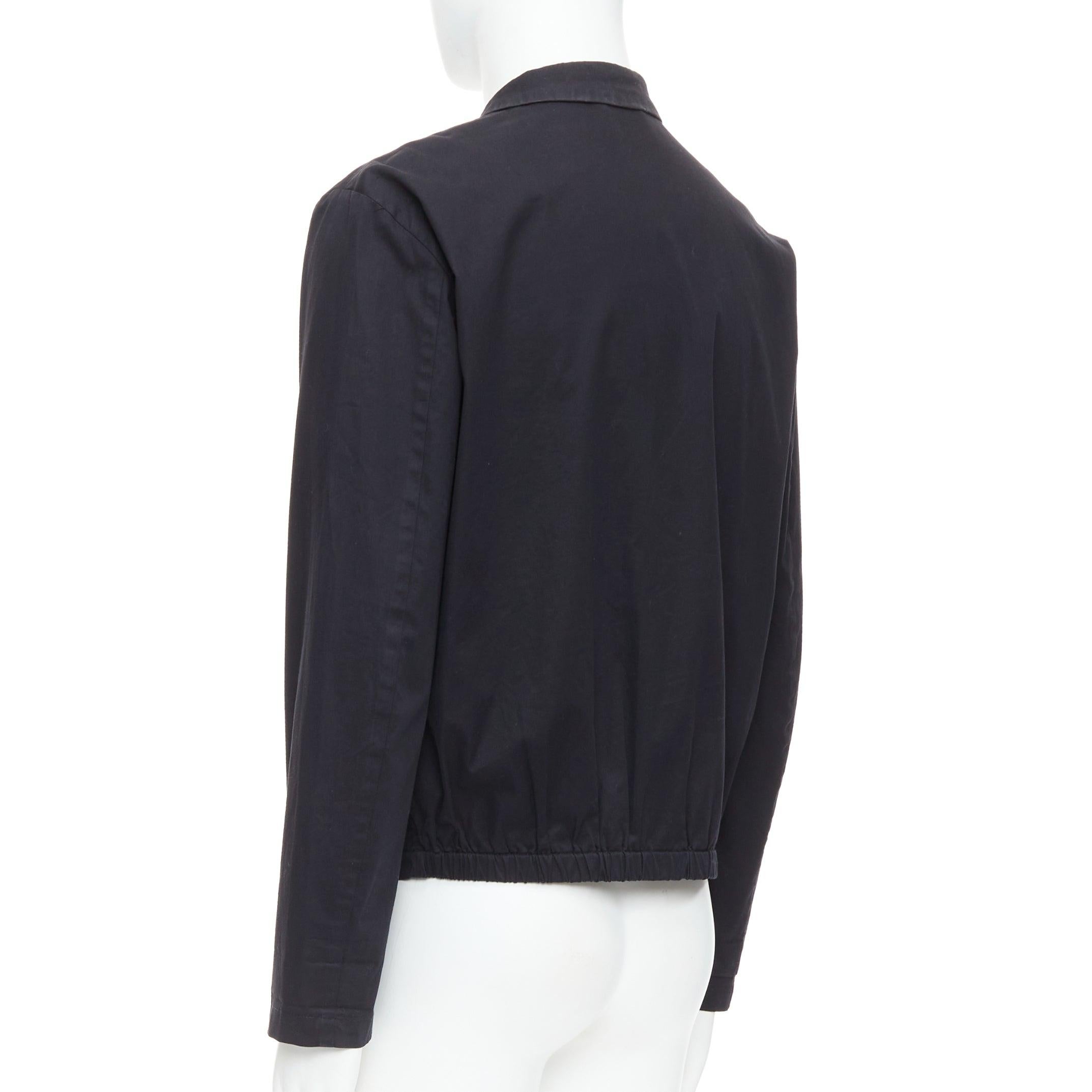 RAF SIMONS RAF blazer noir en coton mélangé à col caché et froncé IT50 L en vente 1