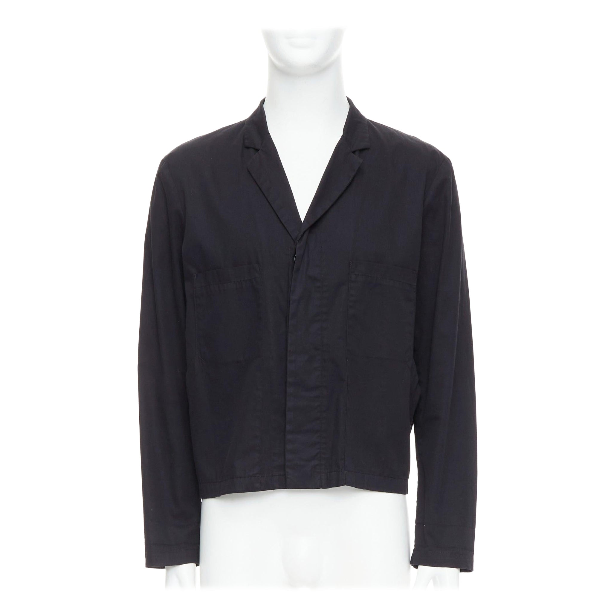 RAF SIMONS RAF blazer acampanado con cuello oculto en mezcla de algodón negro IT50 L