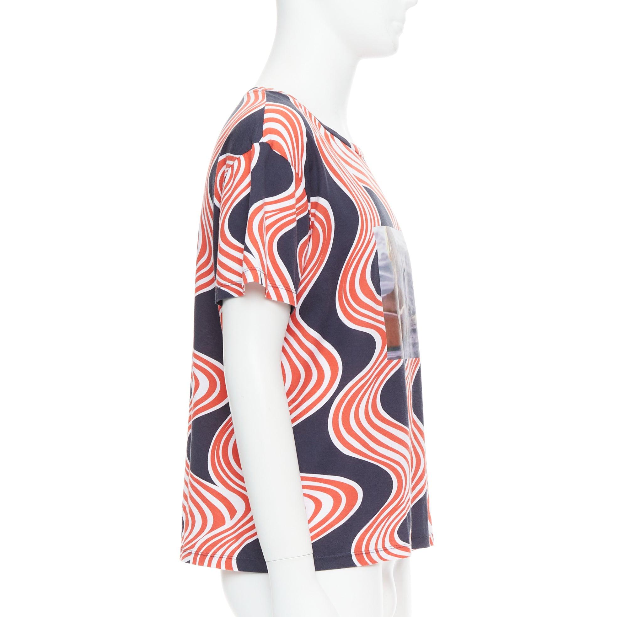 RAF SIMONS Scream red black cotton swirl photo print tshirt M In Excellent Condition In Hong Kong, NT